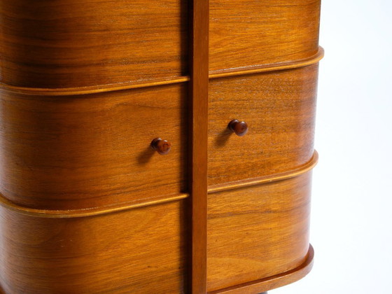 Image 1 of Beautiful original Mid Century sewing box with teak veneer and many compartments