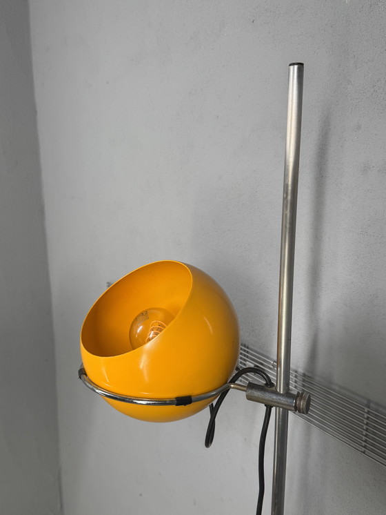 Image 1 of Vintage standing lamp – Gepo / Gerda – orange spherical shade – 1970s Space Age design