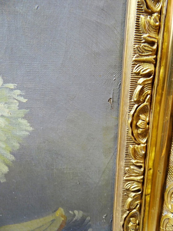 Image 1 of Oil painting on canvas, still life with chrysanthemums, signed L. Porte 1888