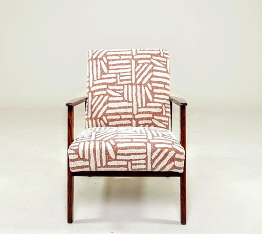 Mid-century moderne loungestoel met etnische jacquardafwerking, 1970