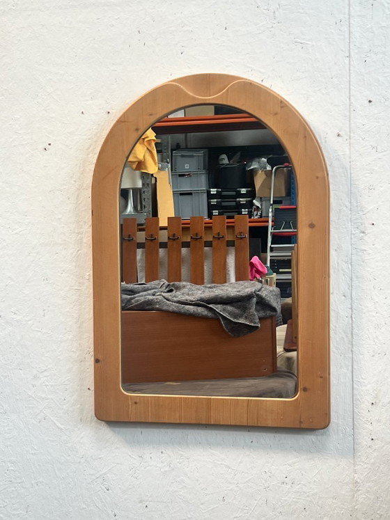 Image 1 of Vintage Large Pine Wood Mirror, Sweden 1970s