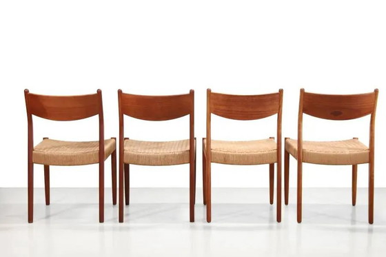 Set of four teak and papercord Marten Franckena chairs for Fristho – Dining chairs, Scandinavian (photo 6 of 8)