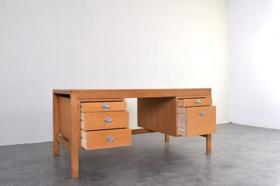 Image 1 of Mid-Century Oak Desk by Chr. Rasmussen for Randers Møbelfabrik, 1970s.