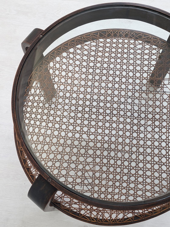 Image 1 of Gustavo Pulitzer Finali - Coffee Table - Wood, Glass, Vienna Straw