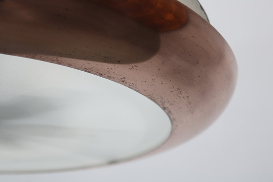 Image 1 of 1930s Bauhaus "UFO" Chandelier in Copper Finish by Josef Hurka, Czechoslovakia