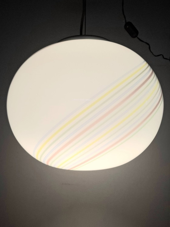 Murano Glass Sphere Pendant Lamp, 1970s, Metal, Plastic, Multi Color (photo 5 of 13)