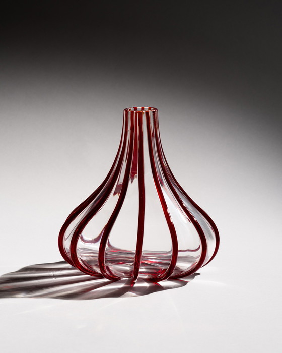 Image 1 of Archimede Seguso (Vetraria Archimede Seguso) “Fili” Ribbon Vase Duo Murano 1950s, signed 