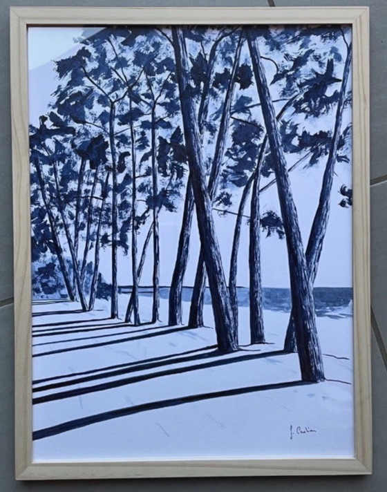 Image 1 of Indigo-inkt op 300g wit papier, 40x30cm