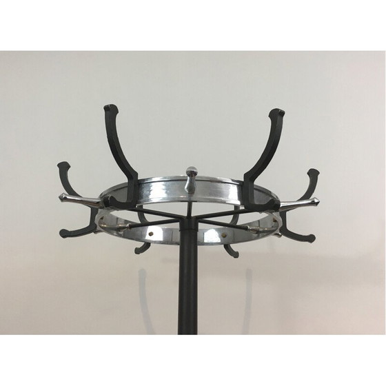 Image 1 of Vintage coat rack in black lacquer and chrome, 1950