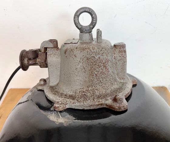 Image 1 of Lampada a sospensione industriale a gabbia in ghisa e smalto nero, anni '60