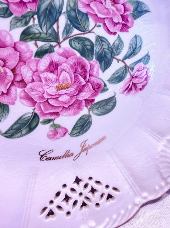 Image 1 of Vintage Crown Davenport Porcelain Plate Set – 6 Floral Decorative Plates – Shabby Chic Cottage Style