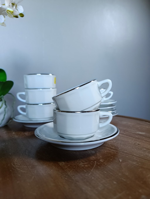 6 Parisian bistro cups, Flora model - Apilco Deshoulieres