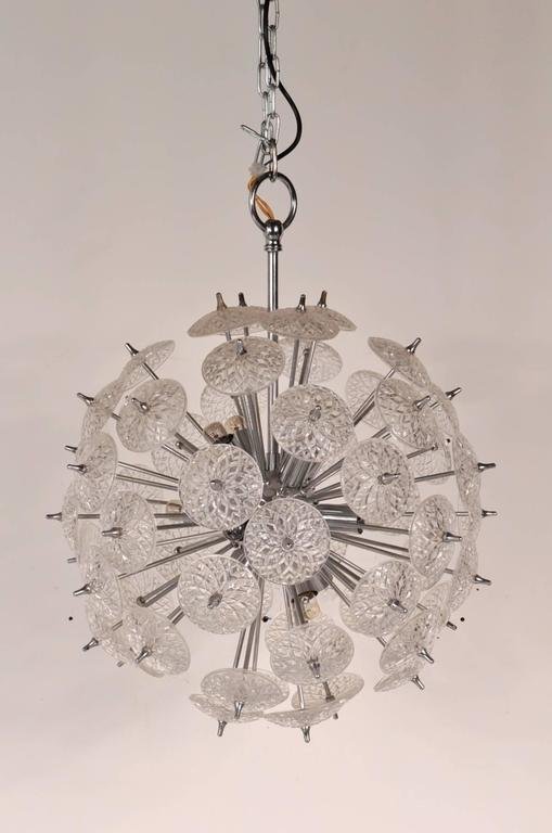 Image 1 of 1970s Glass with Chrome Sputnik Chandelier in the Style of Emil Stejnar