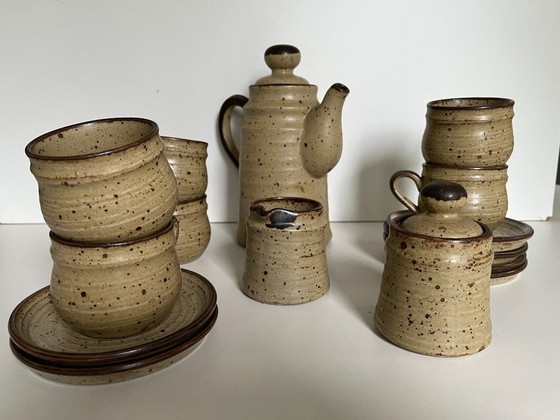 Image 1 of Service à café vintage complet en grès rocaille modèle "Japon"