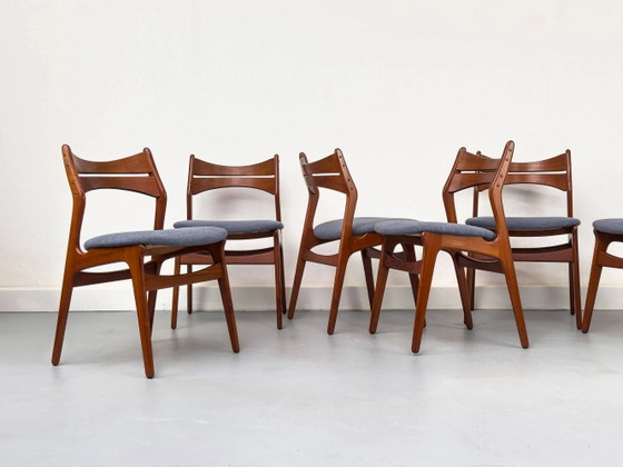 6 Deense Teak Eetkamerstoelen van Erik Buch voor Chr. Christensens, jaren 60 – Mid Century Modern (photo 3 of 24)