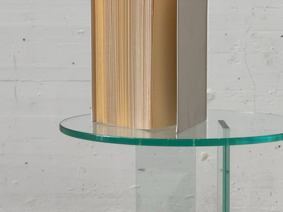 Image 1 of Minimalist glass flower stand/pedestal, 1980s