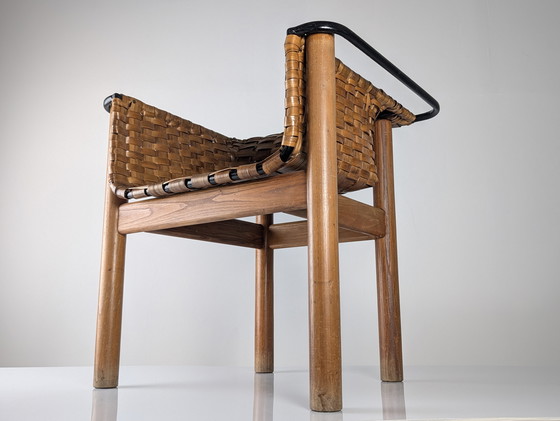 Image 1 of Silla Artesana de Castaño Tejido de Longinos, Premio Nacional de Artesanía, España años 80