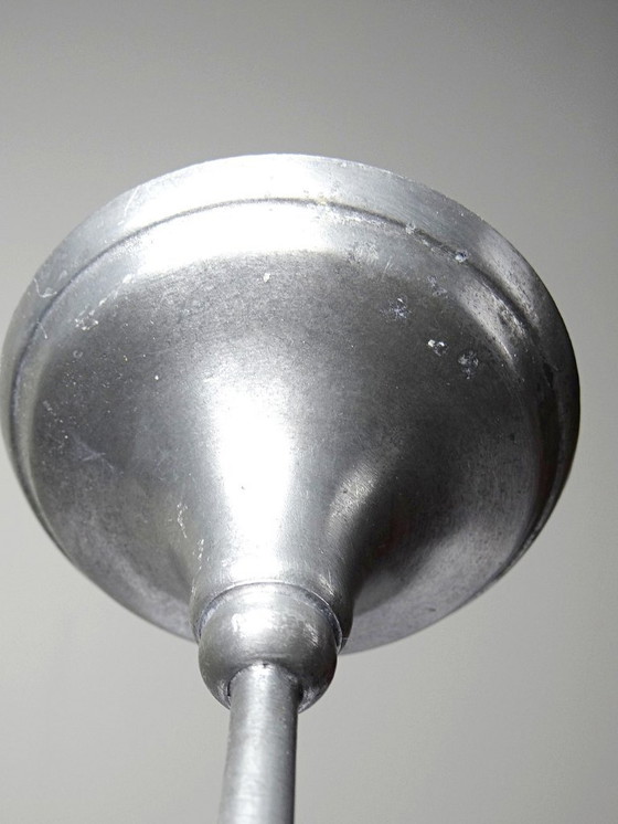 Image 1 of Pair of vintage mid-century silver-plated pewter Sun & Moon handcrafted candlesticks