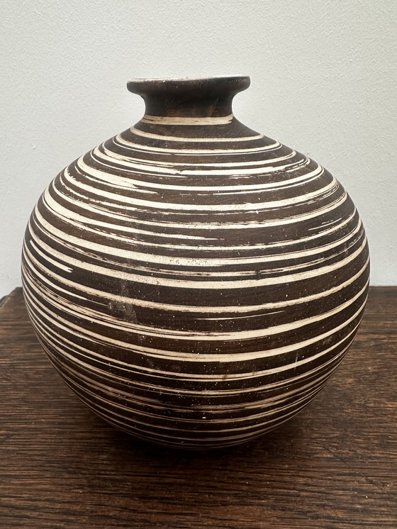 Image 1 of Vase boule vintage ethnique H 20 cm