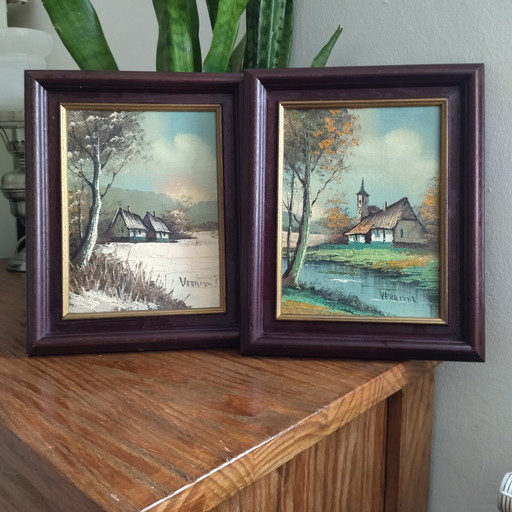 2 Gemälde „Flämische Landschaft“ von Luc Verbist