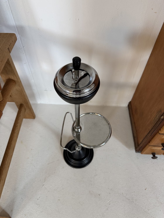 Image 1 of Vintage standing ashtray with table and magazine rack '50