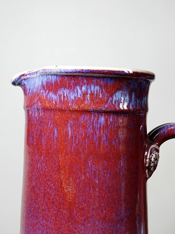 Image 1 of Jarra artística de gres de gran tamaño, obra de Lévéjac y Michel Goldstyn, con esmalte color sangre de buey flameado.