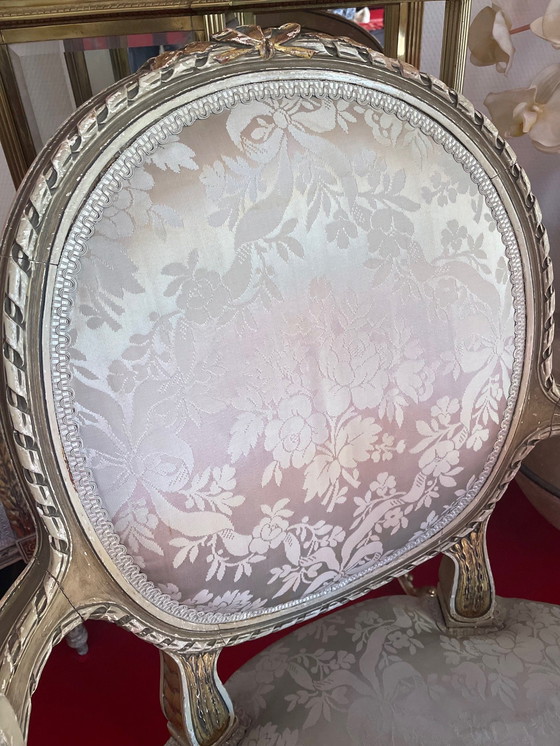 Image 1 of Louis Seize seating group: sofa, 4 chairs, table