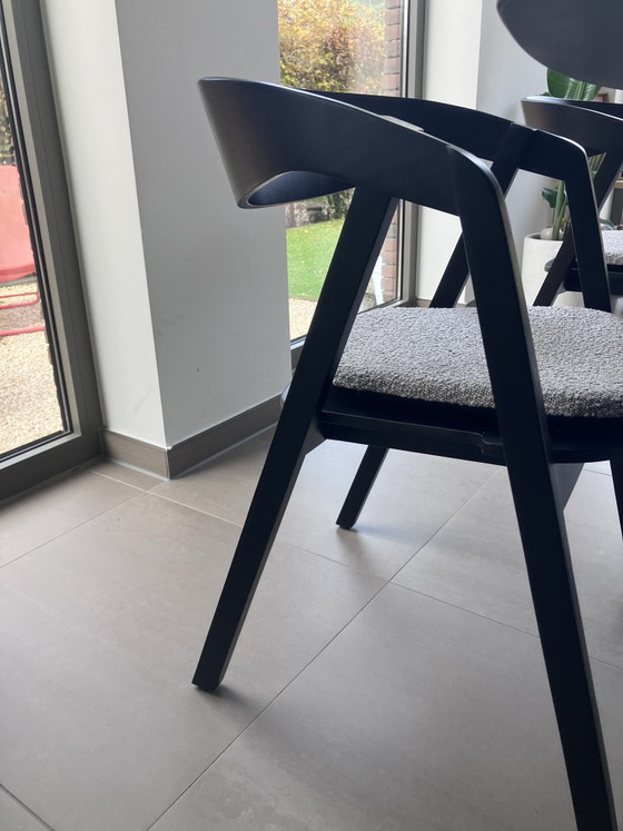 6x sedia legno venato nero con cuscino sfoderabile, Sedie da pranzo (foto 5 di 7)