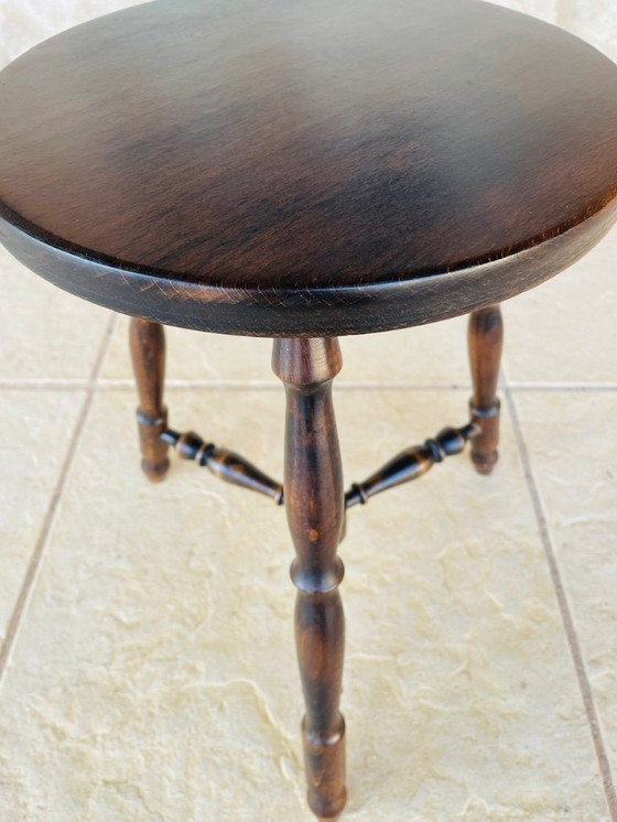 Image 1 of Vintage, Turned Wood,Walnut Stool