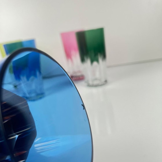 Image 1 of Set of 6 long drink glasses in colored double-layered crystal, 1970s, Eastern Europe