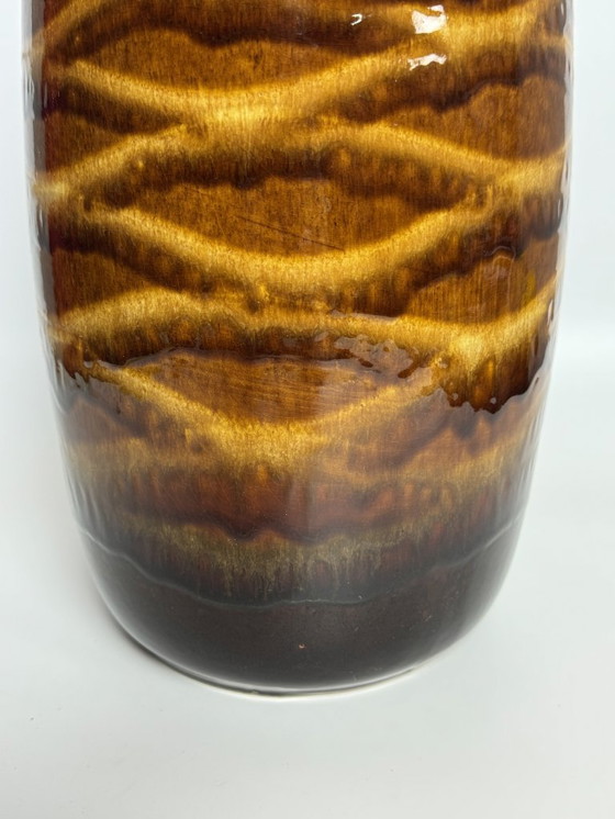 Image 1 of Large High Gloss Enameld Ceramic Golidsh Brown Vase, West-Germany 1960s.