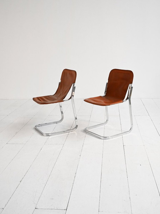 Image 1 of Ensemble de 2 chaises attribuées à Willy Rizzo pour Cidue, années 1970