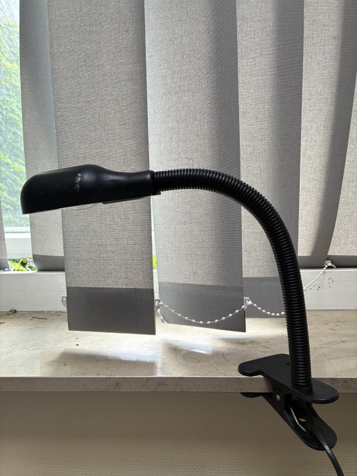 Lámpara Happylight vintage – Brazo flexible negro, década de 1980 – Fabricada en Holanda