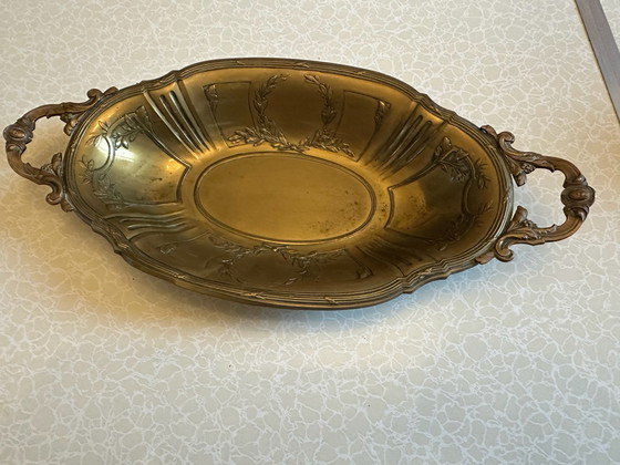 Coupe de centre de table ancienne en laiton, Vers 1900, Accessoires de table, Métal, Doré (photo 3 sur 15)