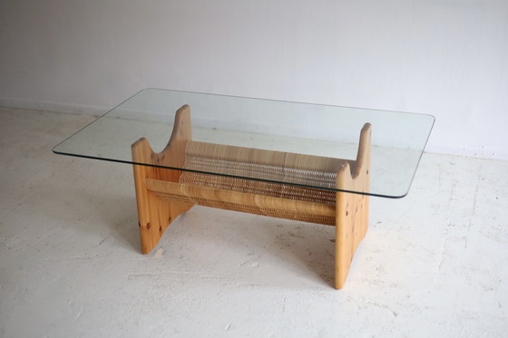 Image 1 of Vintage coffee table, glass wicker