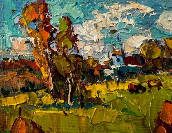 Image 1 of Original Oil Painting Summer Nature Landscape Sunny Day In The Field