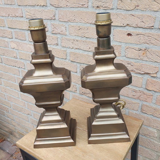 Beautiful Heavy Set Jan Frantzen Brass Table Lamps – Hollywood Regency (H40cm) – tafellampen