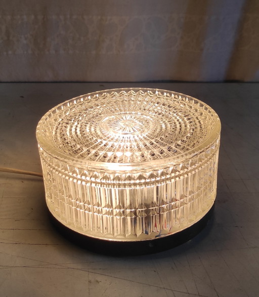 Lampada da soffitto o da parete in vetro prismatico - metà del XX secolo