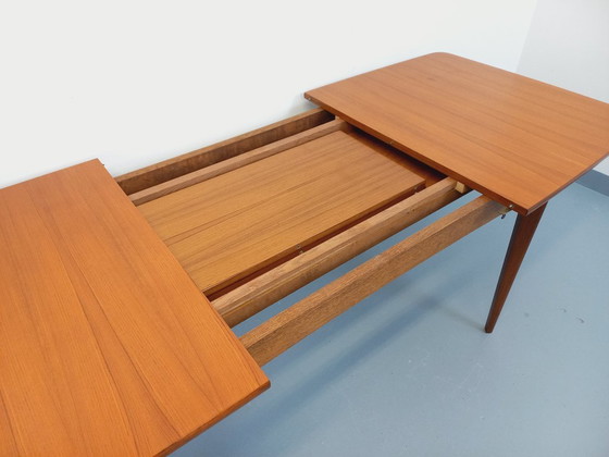 Image 1 of Rectangular Scandinavian-style vintage dining table from the 1950s/60s in teak with extensions