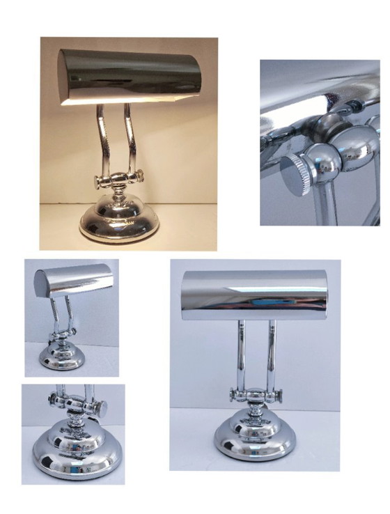 Image 1 of vintage chrome metal articulated lamp