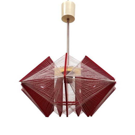 Image 1 of "Rozwój" Kłobuck, lampe suspendue à fil, design polonais de la période PRL, ère spatiale, années 1970.