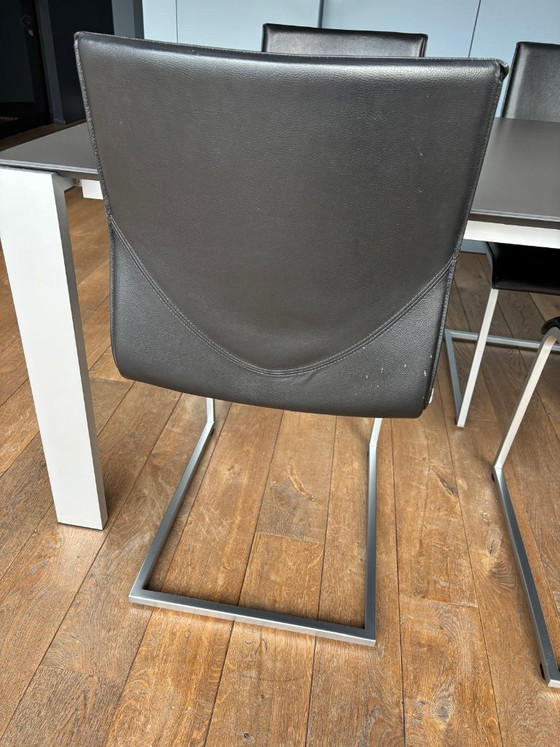 Willisau Dining chairs, black leather, Chrome, Modern (photo 7 of 11)