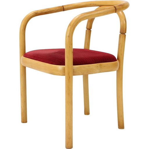 Mid Century Sessel aus Holz und Stoff von Ton, Tschechoslowakei 1992