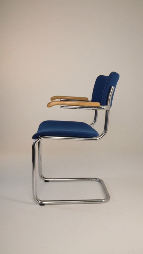 4 original Thonet S 43 armchairs by Mart Stam – Red I – Dining chairs, Chrome (photo 8 of 8)