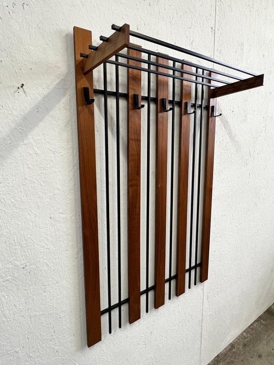 Image 1 of Vintage Wand Kapstok, Teak En Metaal, Duitsland 1960/1970's