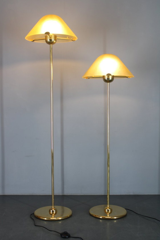 Image 1 of 1980er Jahre Paar VeArt-Murano Stehlampen in Messingausführung ,Italien