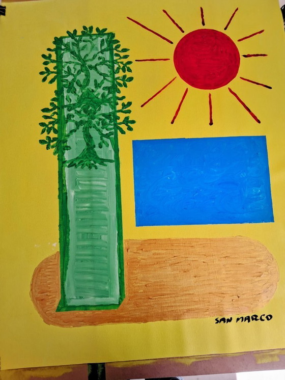 Image 1 of Enzo SAN MARCO - Tropical Golden Beach - Artist canvas 