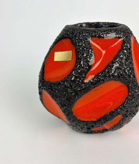 Image 1 of West Germany Roth 308 vase orange fatlava 