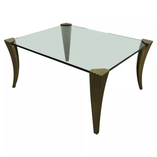 60s 70s Brutalist Bronze Coffee Table by Peter Ghyczy Space Age Design