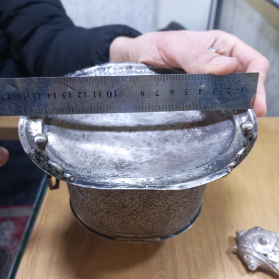 Image 1 of Zeldzaam, met de hand gebeiteld Marokkaans zilveren meesterwerk uit de 19e eeuw (650 g)